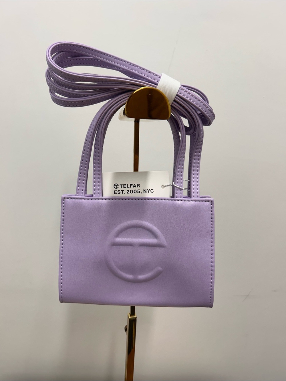 NEW TELFAR Lilac Mini Shopping Bag with Embossed Logo